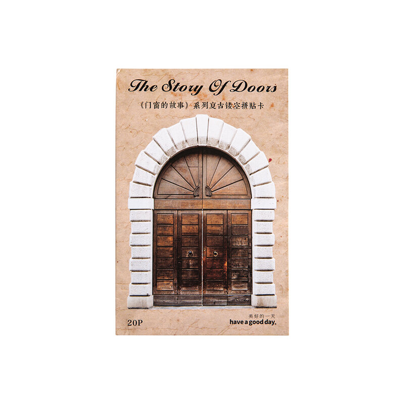 Pegatina de papel con mensaje retro The Story of Doors and Windows series, lote de 6 paquetes