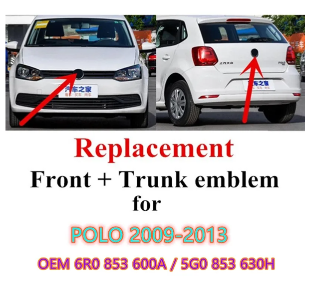2pcs/set Front and Rear Badge Emblem Grille emblem Trunk logo for Polo 2009 2010 2011 2012 2013 replacement part