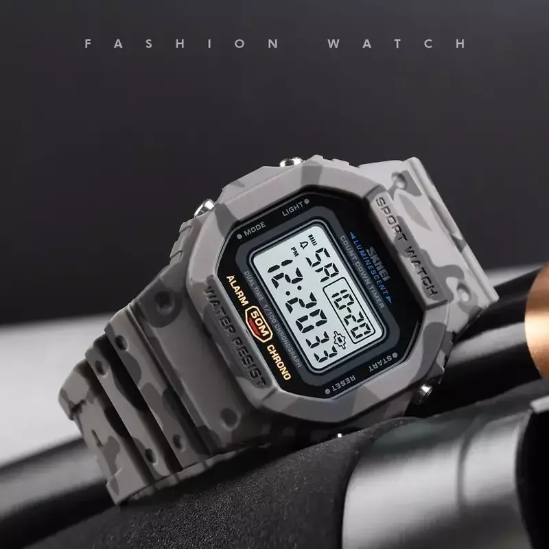 Zegarek męski Skmei 1628 podwójny czas odliczanie wielofunkcyjny zegarek sportowe cyfrowe moda Retro wodoodporny zegarek 1999 1743 2056