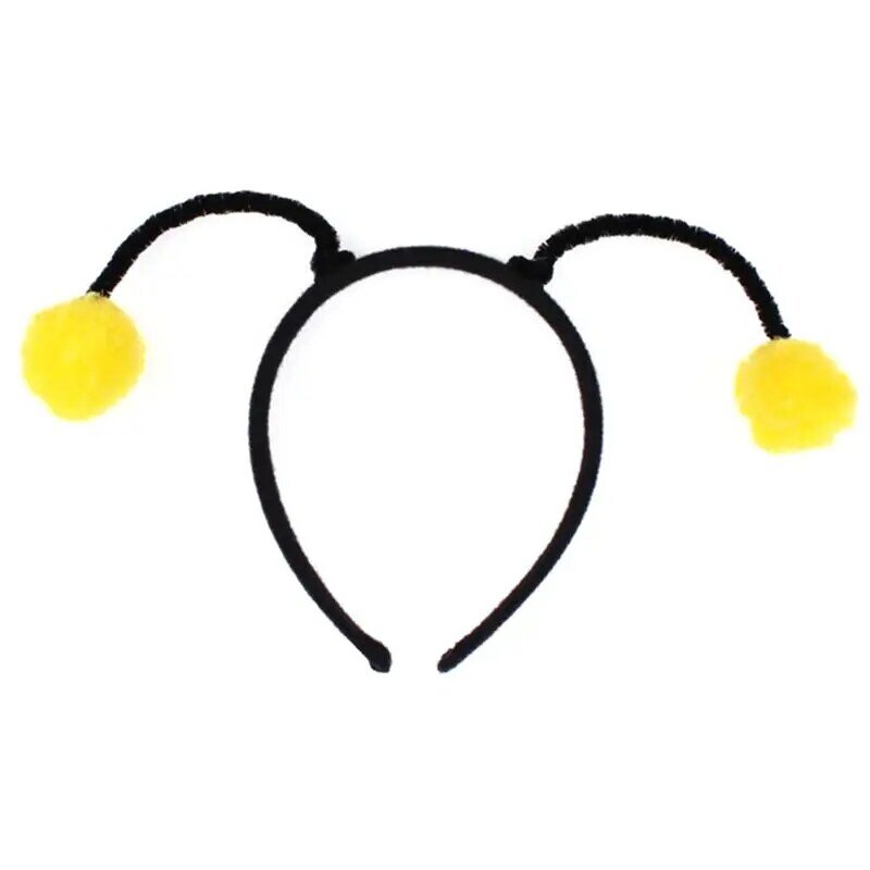 Diadema con antenas de abeja para mujer y niña, pompón esponjoso, disfraz de Cosplay, pelo H
