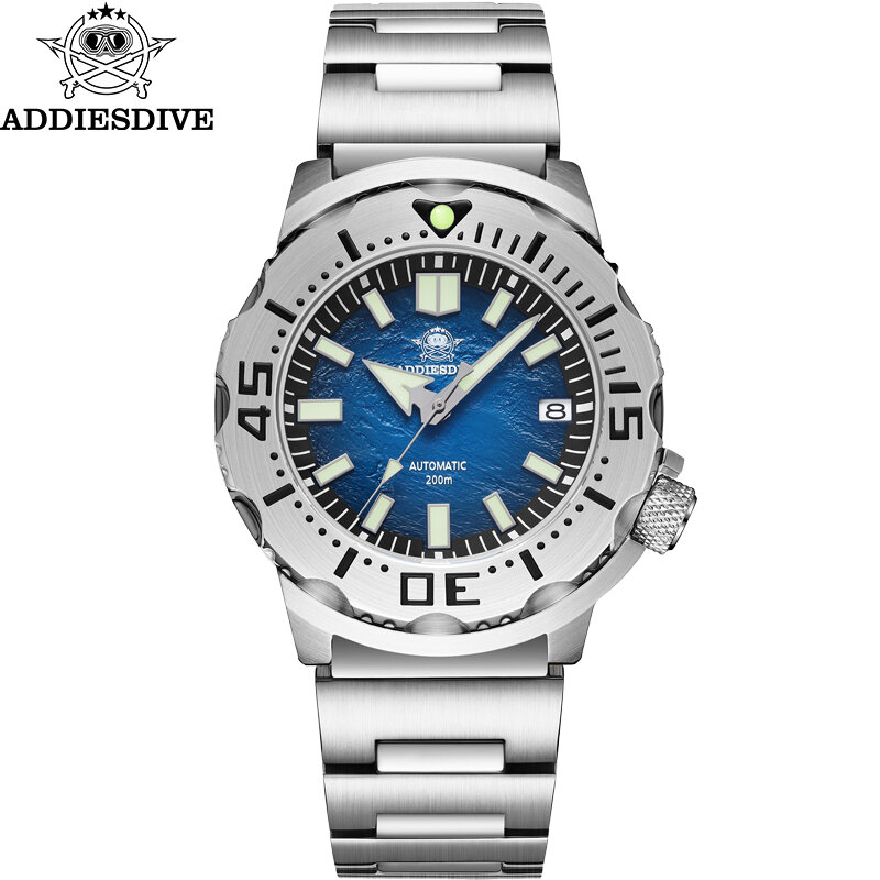 ADDIESDIVE AD2047-Reloj de pulsera para hombre, accesorio masculino de pulsera resistente al agua de 200m, con mecanismo automático de buceo de zafiro, estilo informal y luminoso, BGW9