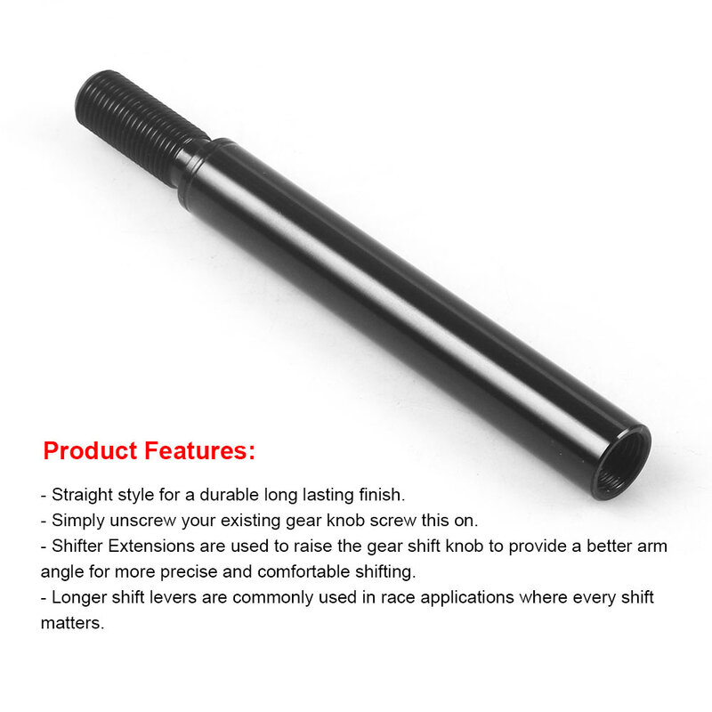 3‘’ 3.5‘’ 4‘’ Aluminum Black Shift Knob Extender Extension Lever Gear Manual Shifter Rod M10X1.5 M10X1.25 M12X1.25