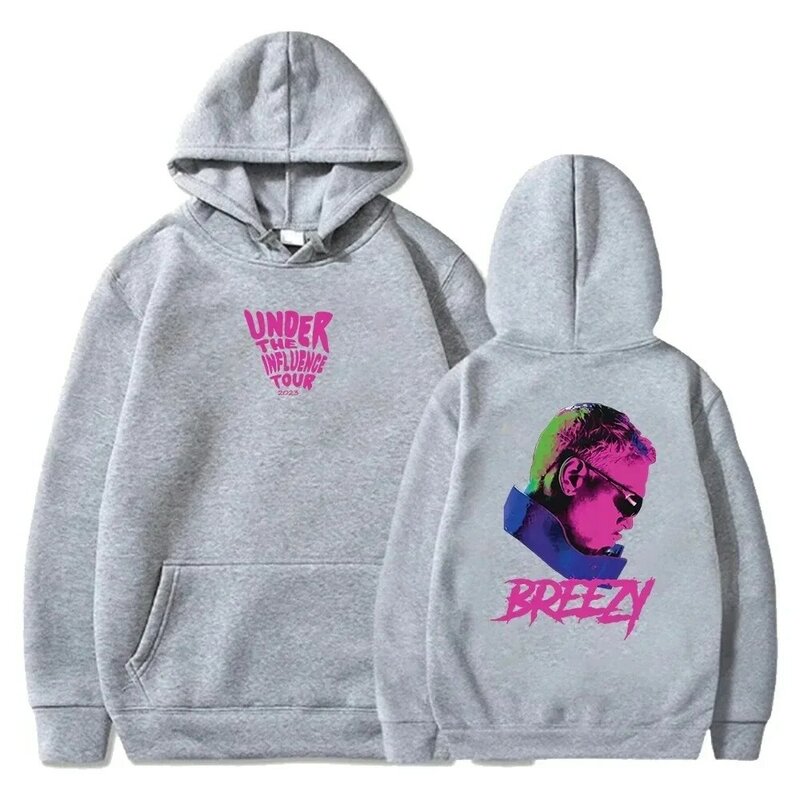 Chris Brown Merch Under The Influence Tour Breezy Album Sweat-shirt à manches longues pour hommes et femmes, Vêtements hip-hop