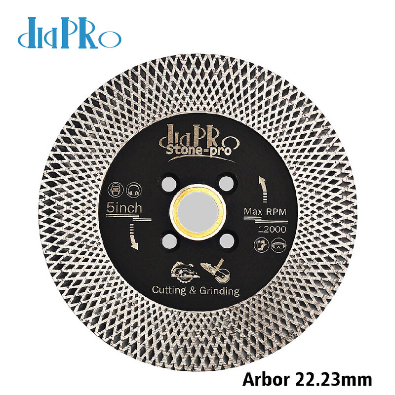 Алмазное пильное полотно Diapro D125 мм с турбонаддувом, гранит диск для резки мрамора, со съемным фланцем M14 или 5/8 дюйма-11 для шлифования и резки камня