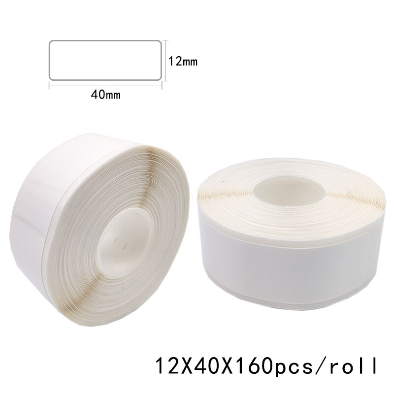 Etiqueta de papel branco, fita adesiva, adequado para Pristar P15 D30 P12 Etiqueta D30 P11, 5PK P15, 12x40