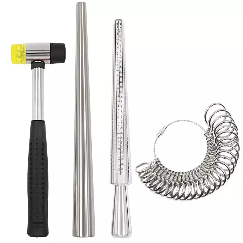 Ring Sizer strumenti di misurazione anello ingranditore Stick mandrino maniglia martelli Finger Loop Set di strumenti per gioielli