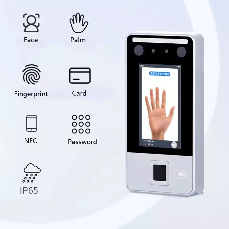 Pengenalan wajah biometrik mesin pembaca sidik jari, pengenalan wajah biometrik dan kontrol akses sidik jari dengan motif telapak tangan dan Unduh data USB