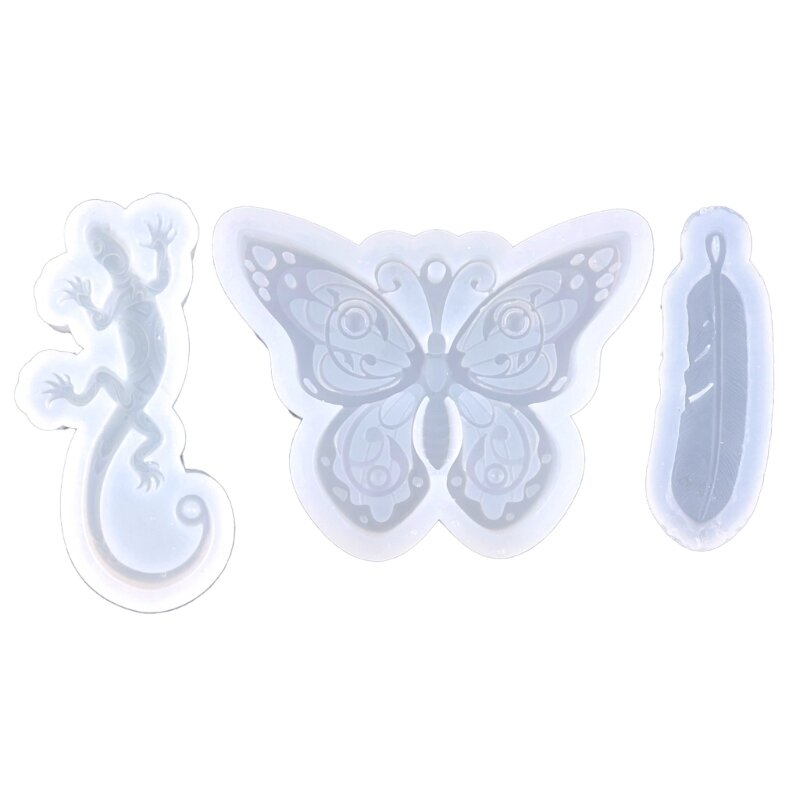 Moldes resina silicone borboleta casa lagarto pena chaveiro molde diy pingente ornamentos resina cola epoxy artesanato