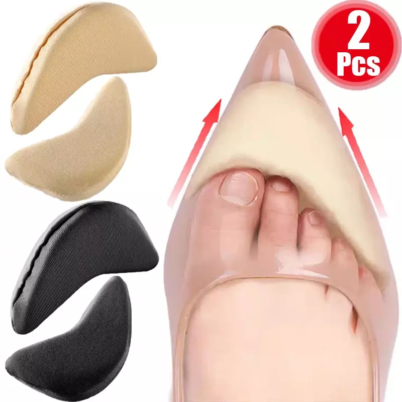 2Pairs=4Pcs Sponge Forefoot Insert Pads Women Toe Pain Relief Plug Protectors Half Insoles Adjuster Reduce Size Shoe Cushions
