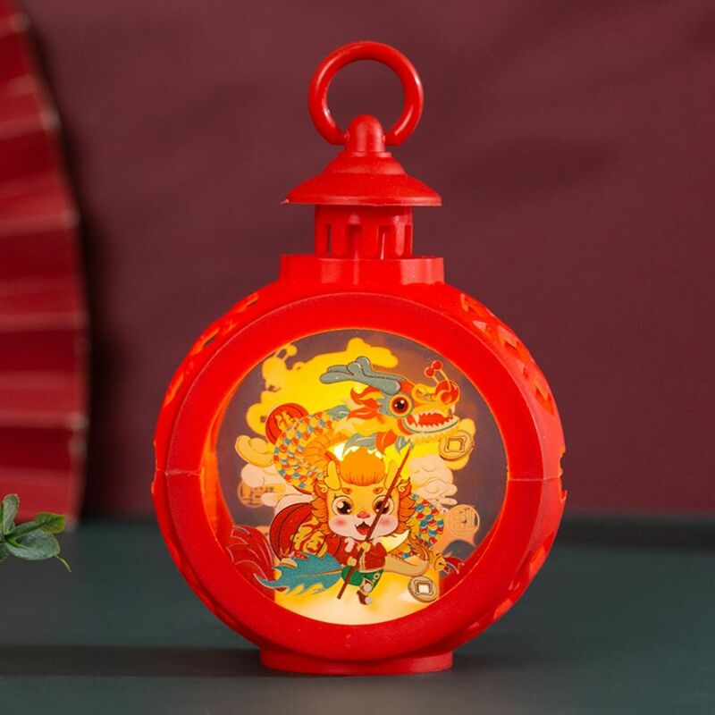 Glowing Spring Festival Wind Lantern LED illuminated New Year Desktop Decoration Lamp Round China-Chic