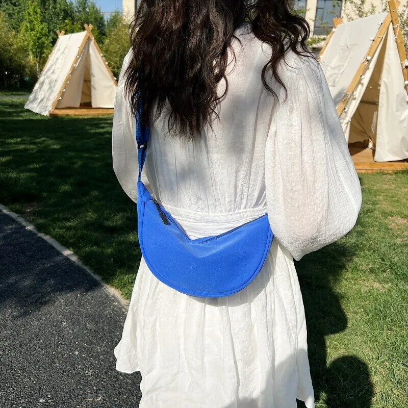 Однотонная нагрудная сумка для женщин, вместительный дорожный поясной кошелек через плечо с рисунком полумесяца, Дамская Повседневная Уличная сумочка