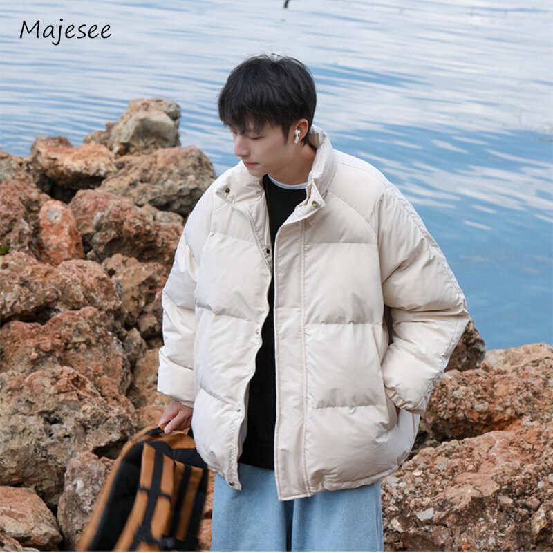 Baggy Parkas Men Handsome Warm Winter Slouchy European Style Simple Unisex All-match Youthful Vitality Hipster Teenagers 2023