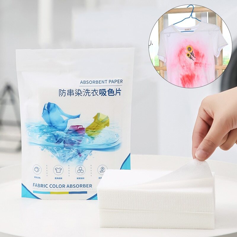 50 stks/zak wastabletten Wasserij papier anti-kleuring kledinglakens anti-string menging kleur absorptie wasaccessoires