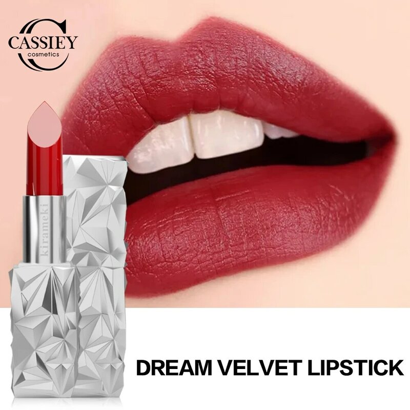 Cassiey Velvet Matte Vegan Lipsticks Waterproof Long Lasting Sexy Red Lip Stick Moisturizing Non-Stick Cup Makeup Lip Tint