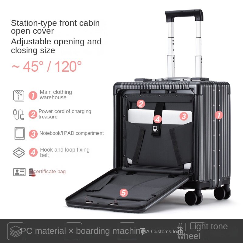 Side opening small short distance luggage, business travel trolley, 18 inch horizontal boarding password box Boarding Case