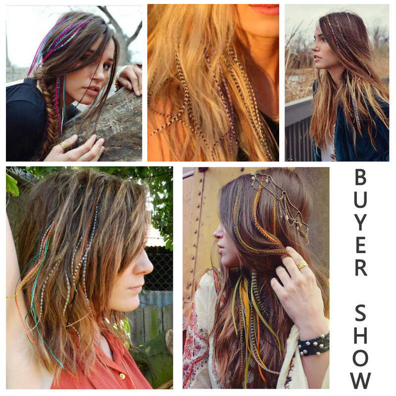 Estensioni dei capelli di piume colorate sintetiche MISSQUEEN 16 "10 fili/confezione estensioni della parrucca in fibra ad alta temperatura da donna in oro nero