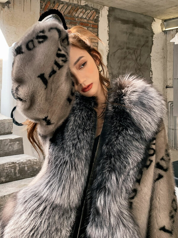 女性のための革の毛皮のコート,冬のためのファッショナブルなコート,ミンクの髪,短い