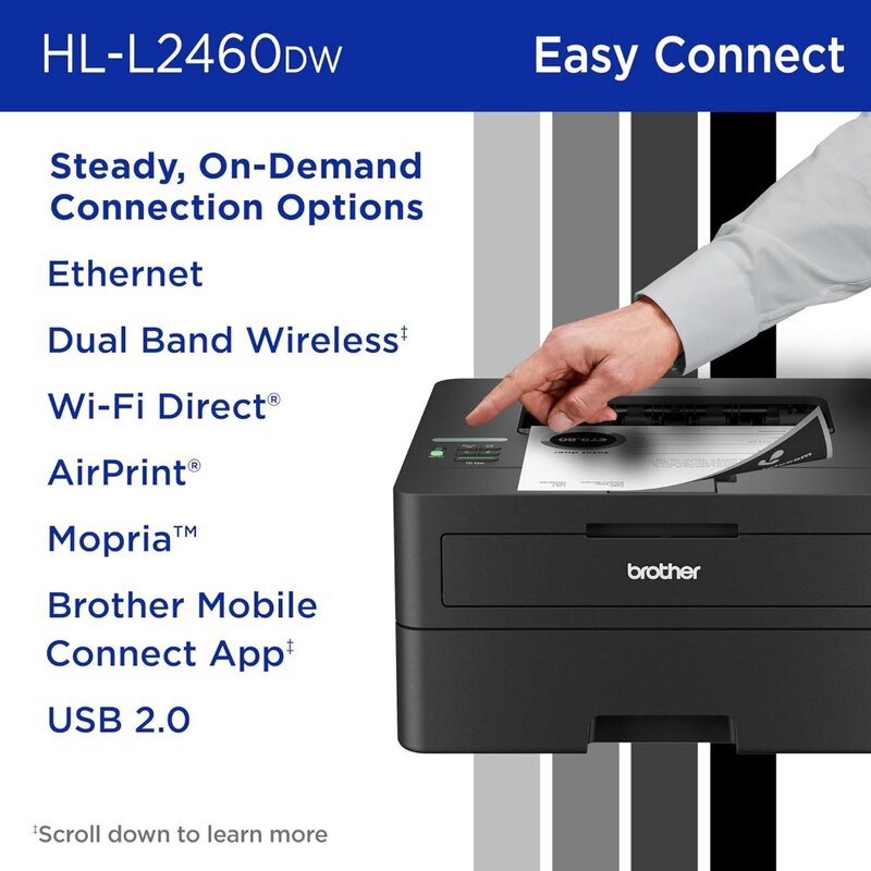 Imprimante laser monochrome compacte sans fil HL-L2460DW avec impression duplex et mobile