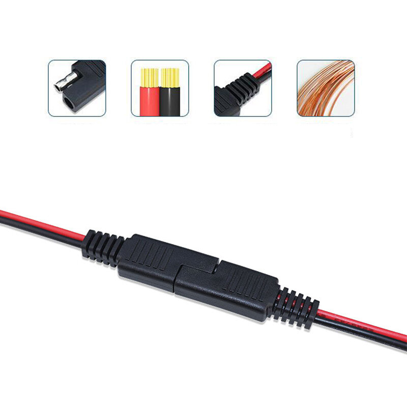 Удлинительный кабель для электромобиля, 18AWG SAE папа мама, вилка провода, соединитель кабеля солнечной фотогальванической батареи, 2-жильный шнур питания