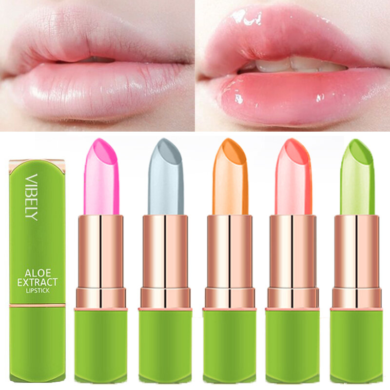 Color Changing Aloe Vera Lip Balm Long-Lasting Moisturizing Nourishing Refreshing Non-sticky Lipstick Lips Care Beauty Cosmetics