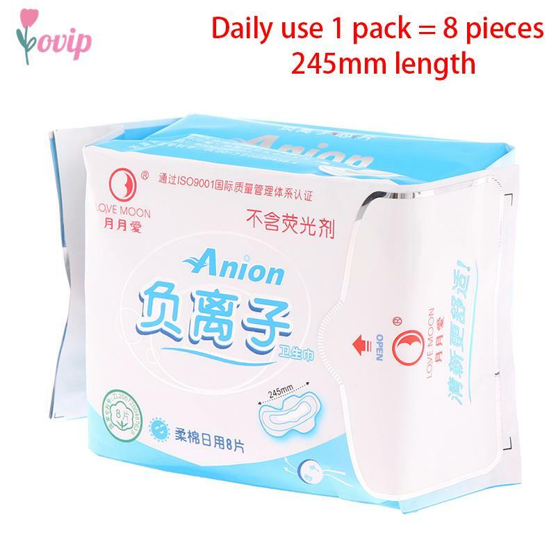 Love Moon-toallas sanitarias de anión para mujer, forros de bragas, compresas menstruales
