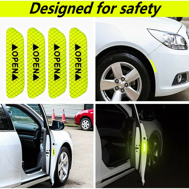 4 pcs Auto Deur Stickers Universele Veiligheid Waarschuwing Mark Open Hoge Reflecterende Tape Auto Buitenkant moto Sticker