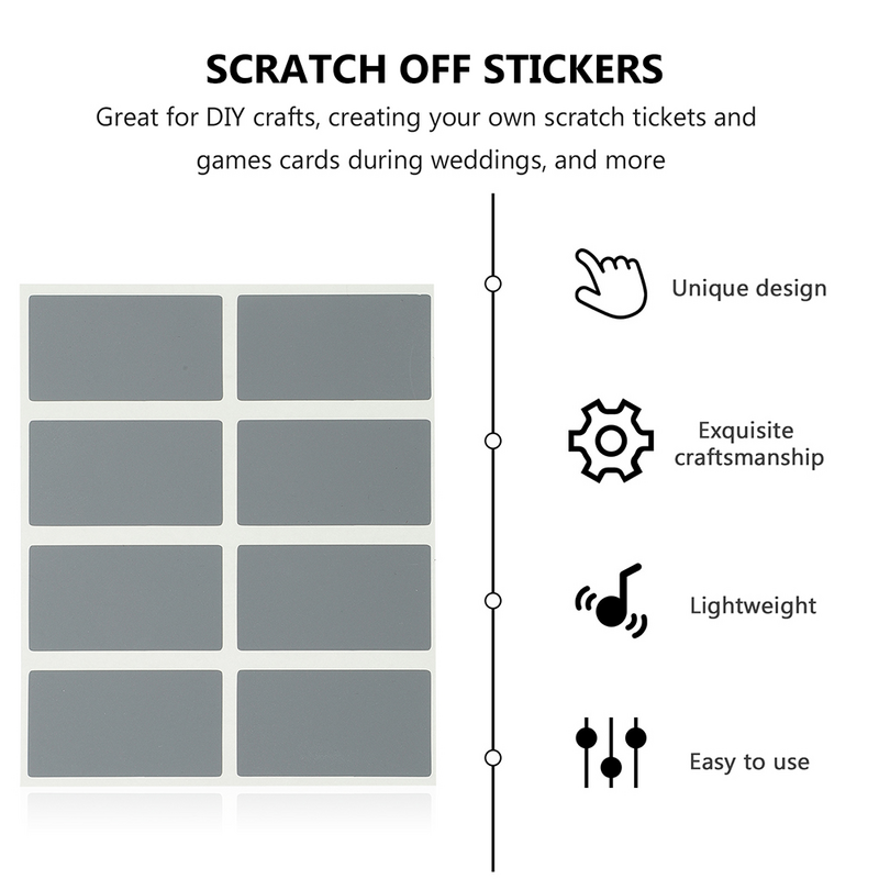 200 Pcs Scratch Card Nail Sticker Rectangular Tool Wooden DIY Nail Sticker Paper Peel and Off