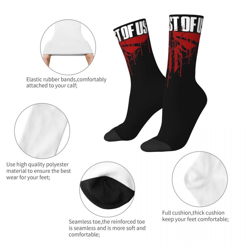 Lässig die letzten von uns Glühwürmchen Logo rot Thema Design Print Crew Socken alle Jahreszeiten super weiche Crew Socken schweiß absorbierend