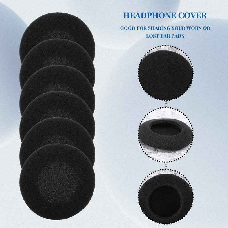 Almohadilla de espuma para auriculares, protector para los oídos, negro, 50mm, paquete de 2 piezas