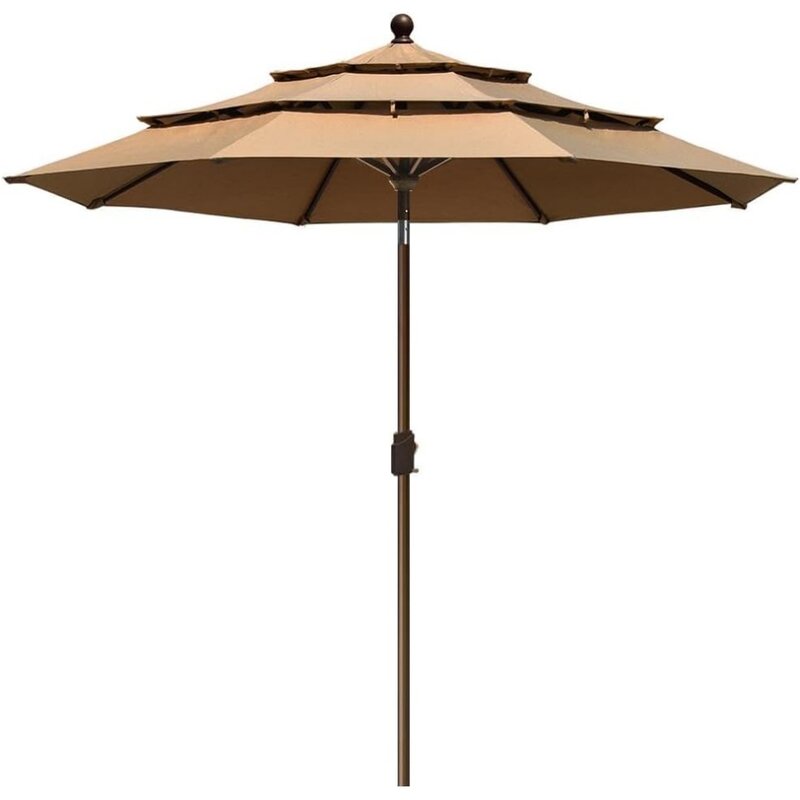 10-Year-Non-Fading Sunumbrella 9Ft 3 Tiers Market Umbrella Patio Umbrella Outdoor Table Umbrella with Ventilation