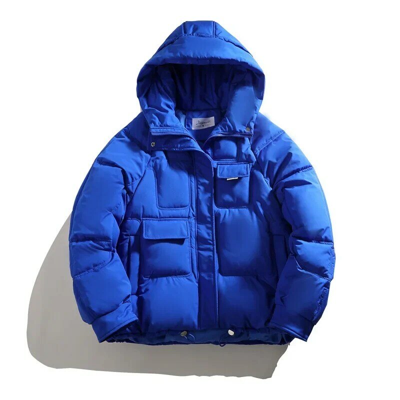 Женская зимняя пуховая куртка, однотонная простая пузырьковая куртка с капюшоном, теплая парка с хлопковой подкладкой и карманами, повседневная верхняя одежда, 2022