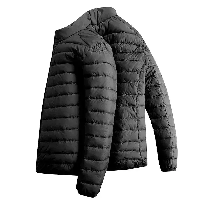 남성용 슬림 스탠드 칼라 면 재킷, 오버사이즈 소년 코트, 가볍고 얇은 겨울 파카, 다크 블루 푹신하고 따뜻한 하이 퀄리티 코트