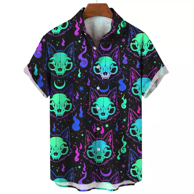 Devil Horror 3d Print Hawaiian Shirt Man Breathable Men'S Shirts Summer Shirt For Men Hip Pop Male Clothes Retro Short Sleeve