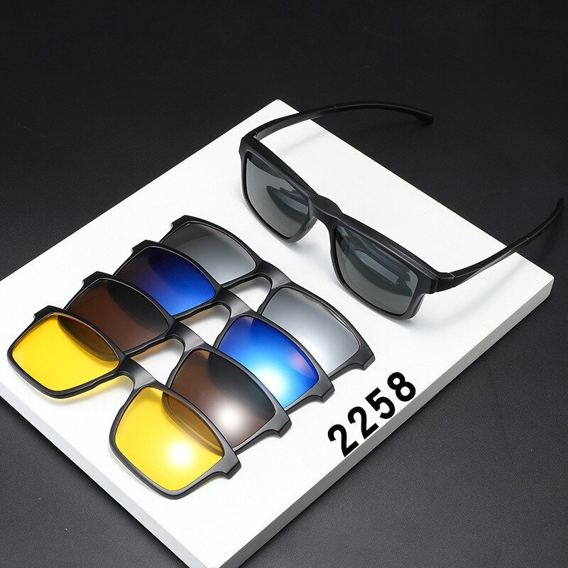 نظارات شمسية مغناطيسية مستقطبة للرجال والنساء ، 5 إطار نظارات بمشبك ، نظارات بصرية للكمبيوتر للذكور