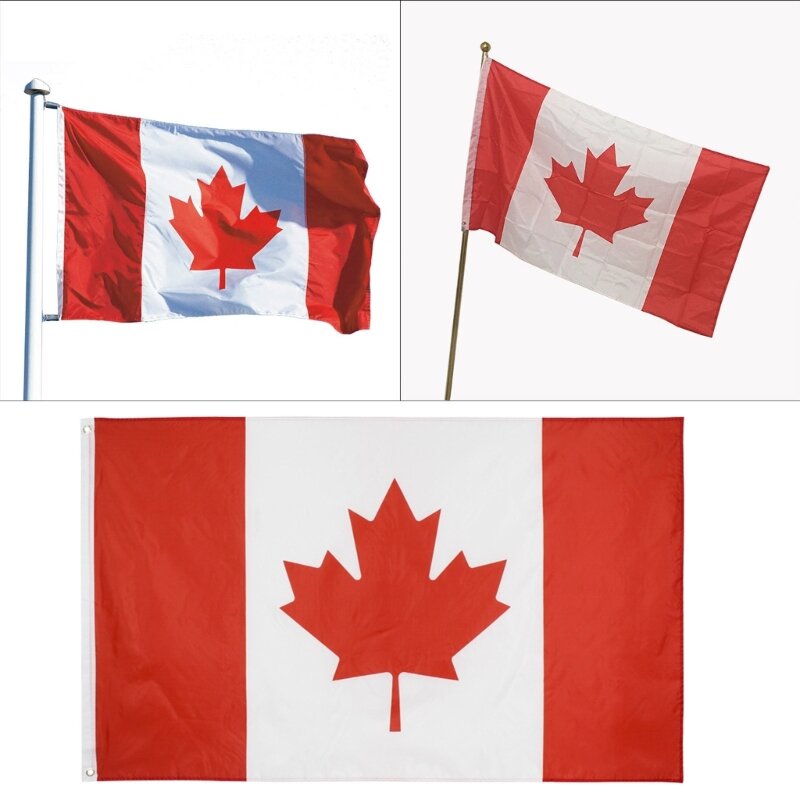 3x5feet العلم الكندي لون مشرق و تتلاشى برهان مزدوجة مخيط العلم الكندي R66E