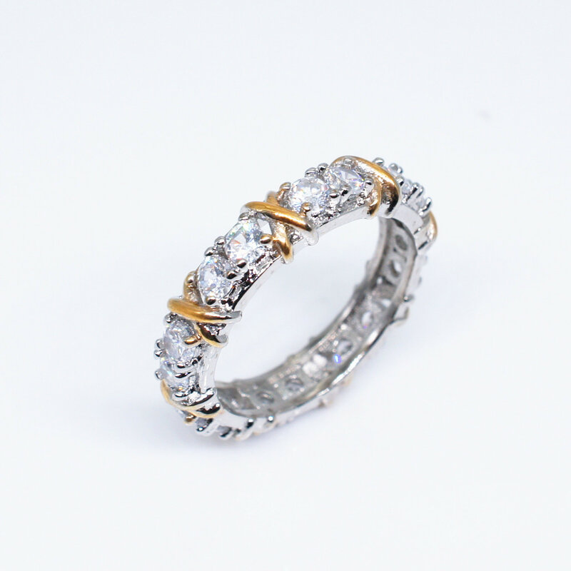 925เงินสเตอร์ลิงแหวนทองแยกฝัง Zircon แหวน Glamour เครื่องประดับงานแต่งงานของขวัญ