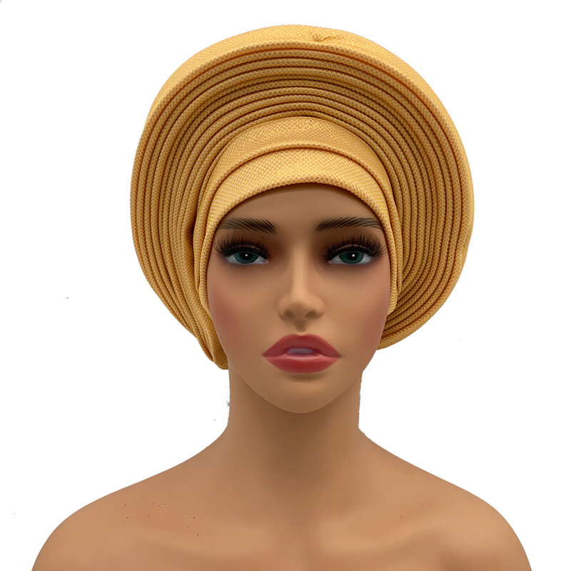 Elegante turbante africano con copricapo già fatto da donna Auto Gele fascia per la testa femminile Nigeria cravatte per la testa copricapo per la festa nuziale