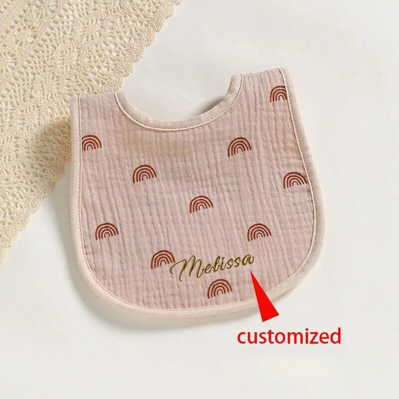 Cute Feeding Baby Bibs Embroidery Custom U-shaped Burp Cloth Baby Appease Towel Cotton Baby Shower Gift