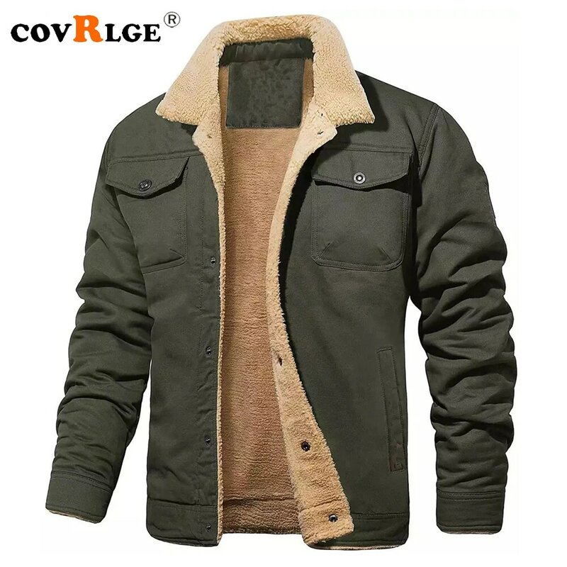Covrlge-Chaqueta de estilo inglés para hombre, abrigo cálido con cuello al aire libre, informal, a la moda, MWJ344, invierno, 2024