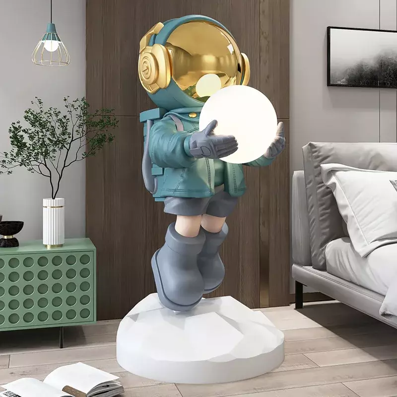 Arte moderna Astronauta Estátua, Resina Artesanato, Escultura de moda, Corredor Criativo Luz, Decoração de piso interior
