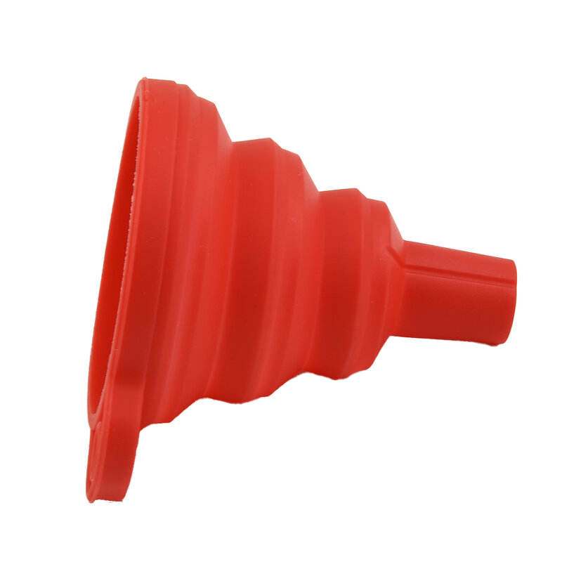 Uniwersalny lejek samochodowy oleju paliwa czerwony silikon zawieszony 1 szt 7,5 cm x 8cm składany Diesel składany wysokiej jakości nowy
