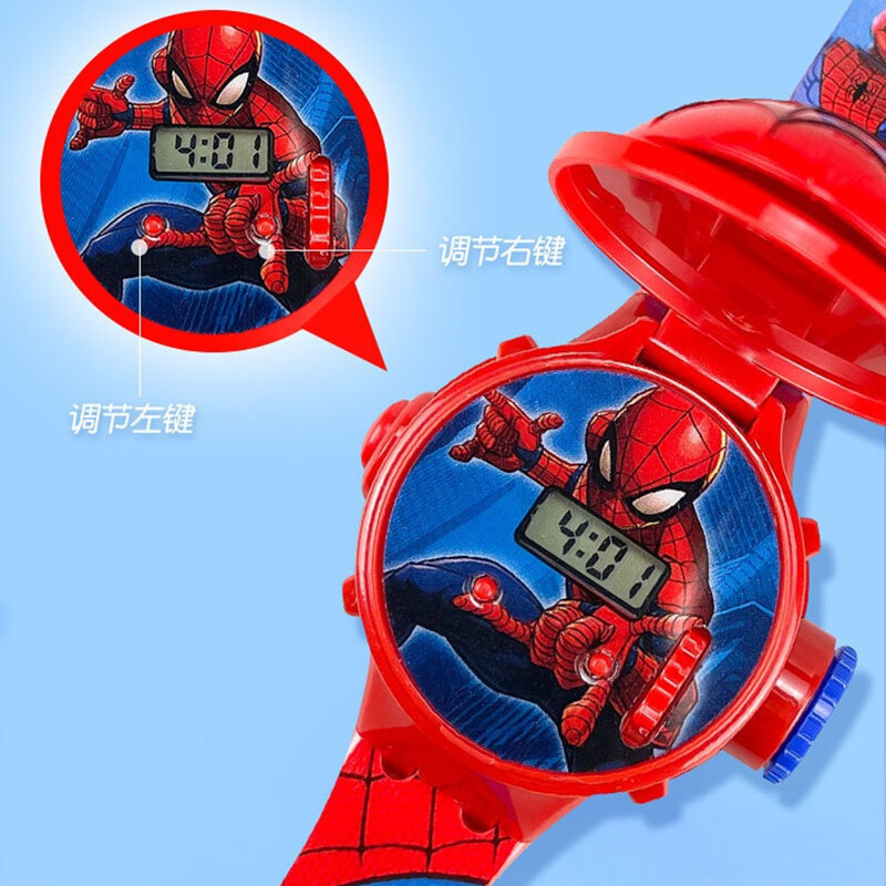 Disney Kid Cartoon coole Ptojection Uhr Wunder Spider-Man-Junge Einhorn Prinzessin Elsa Flash elektronische digitale Student Spielzeug uhr
