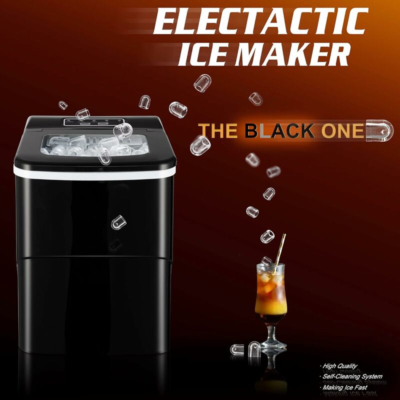Ice Maker Countertop Portable Maker Machine Self-Cleaning 30lbs/5Mins/24Hrs 2 Mode Machine Counter Ice Maker with Scoop