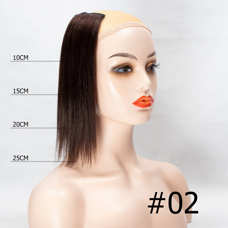 MRS HAIR-Clipe de Cabelo Humano Real em Extensões, Hairpiece Curto, Invisível e Sem Costura, Adicionar Top, Volume Lateral, 10-30cm, #02