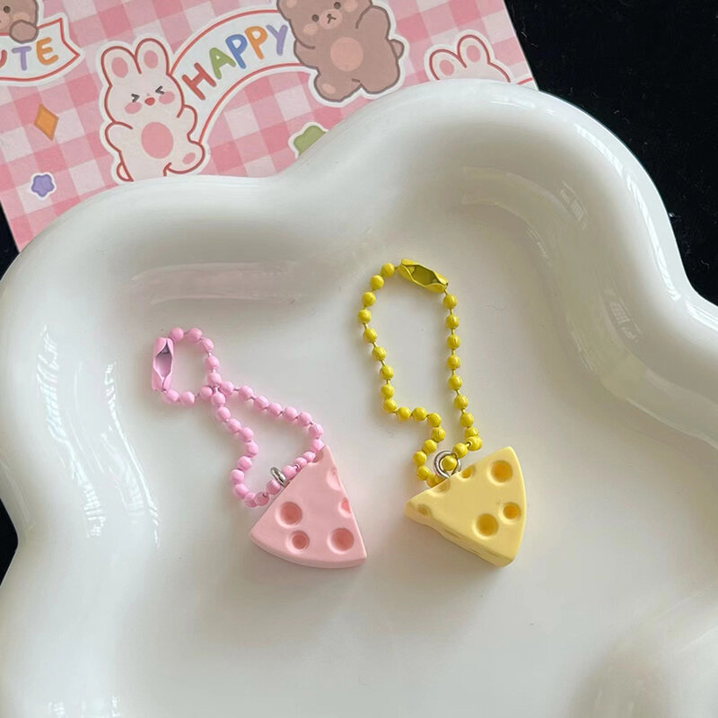 Niedliche Cartoon Käse Anhänger Schlüssel bund schöne Käsekuchen Schlüssel ring Tasche Anhänger für Mädchen Kinder Geburtstags geschenke