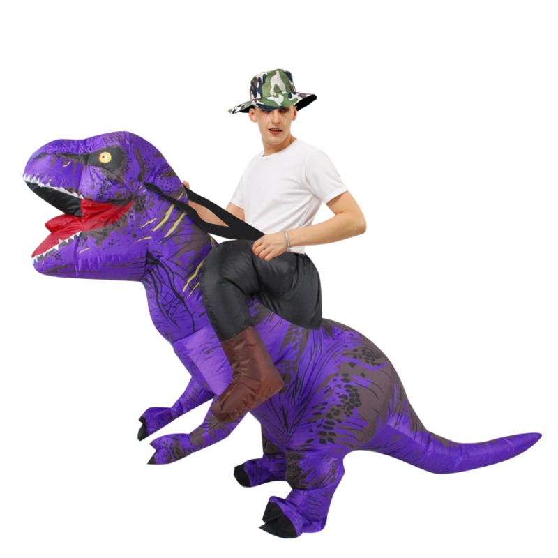 Disfraz inflable de dinosaurio de Mascota de lujo para adultos, traje de dinosaurio para montar en Dino, vestido de Cosplay de Halloween, traje de t-rex de Navidad