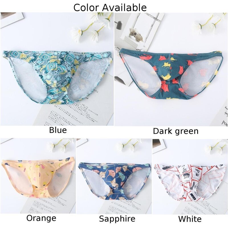 Mens Briefs Low Waist Mens Printed Breathable Briefs Comfortable and Stretchable Underwear in 5 Colors Tag Size L 3XL