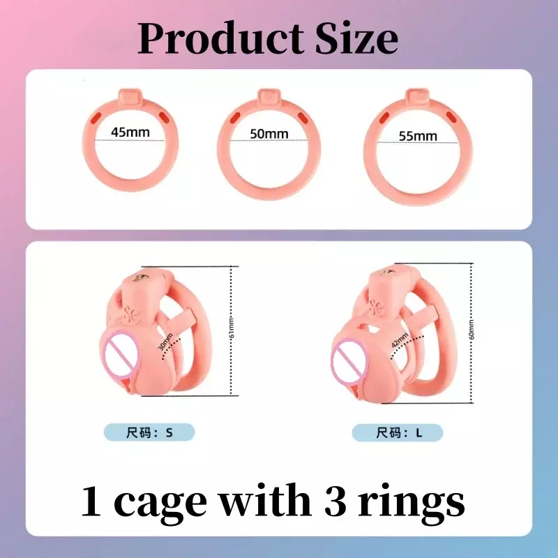 Jaula de castidad con estampado 3D para adultos, jaula de pene para Bondage, imita la vagina femenina con anillo para el pene de 3 tamaños, Juguetes sexuales para adultos, 2024