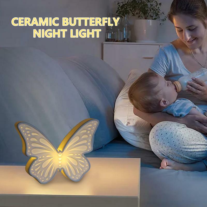 Schmetterling Nachtlicht Keramik Schmetterling Tisch Nachtlicht wieder verwendbare Kunst Ornament Dekoration Nachtlicht für Wohnzimmer und