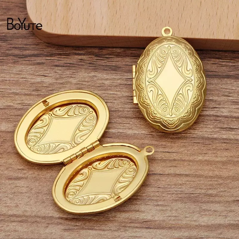 BoYuTe (10 Pieces/Lot) 24*41*9MM Oval Floating Locket Pendant Factory Direct Wholesale Metal Brass Photo Locket